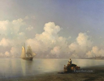イワン・コンスタンティノヴィチ・アイヴァゾフスキー Painting - 海の夕べ 1871 ロマンチックなイワン・アイヴァゾフスキー ロシア